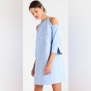 NWOT. Ted Baker. Jettas Cold-Shoulder Dress. Blue. Size 4.